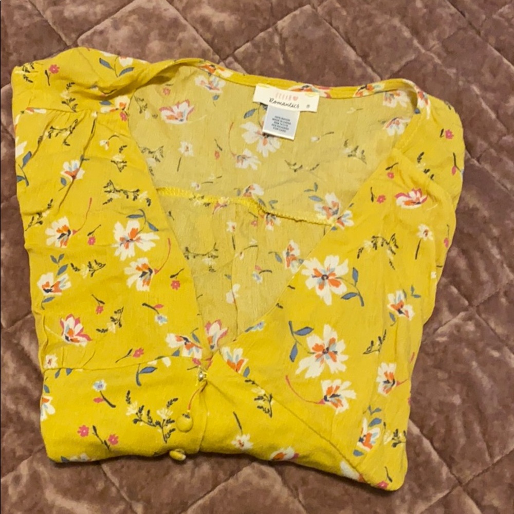 Yellow floral blouse